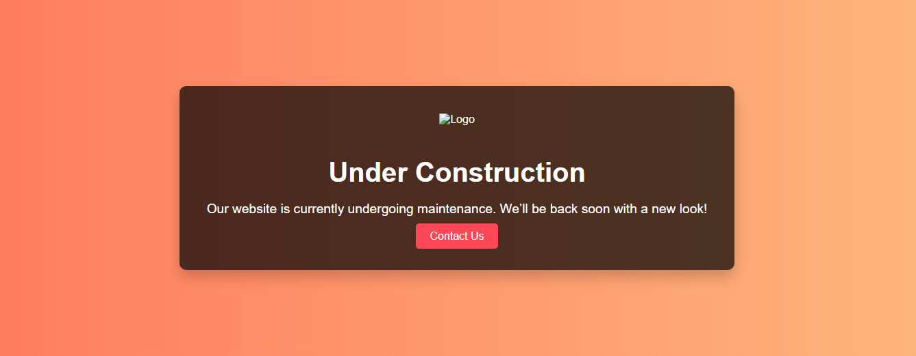 Stylish Under Construction Page with Responsive HTML/CSS Design