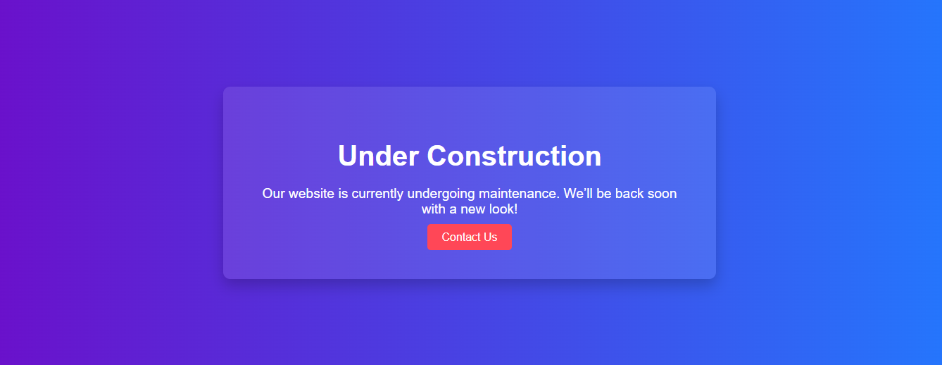 Creating an elegant "Under Construction" page is essential for maintaining a professional online presence while your website is being developed. This guide presents a stylish and modern "Under Construction" page designed using HTML and CSS. With a sleek layout, responsive design, and eye-catching elements, this page ensures that your visitors are well-informed and engaged during your site's downtime. Follow along to implement this elegant design and keep your audience excited about your upcoming launch. Elegant Under Construction Page with Modern HTML/CSS