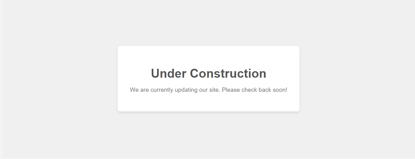 Minimal Under Construction HTML/CSS Page