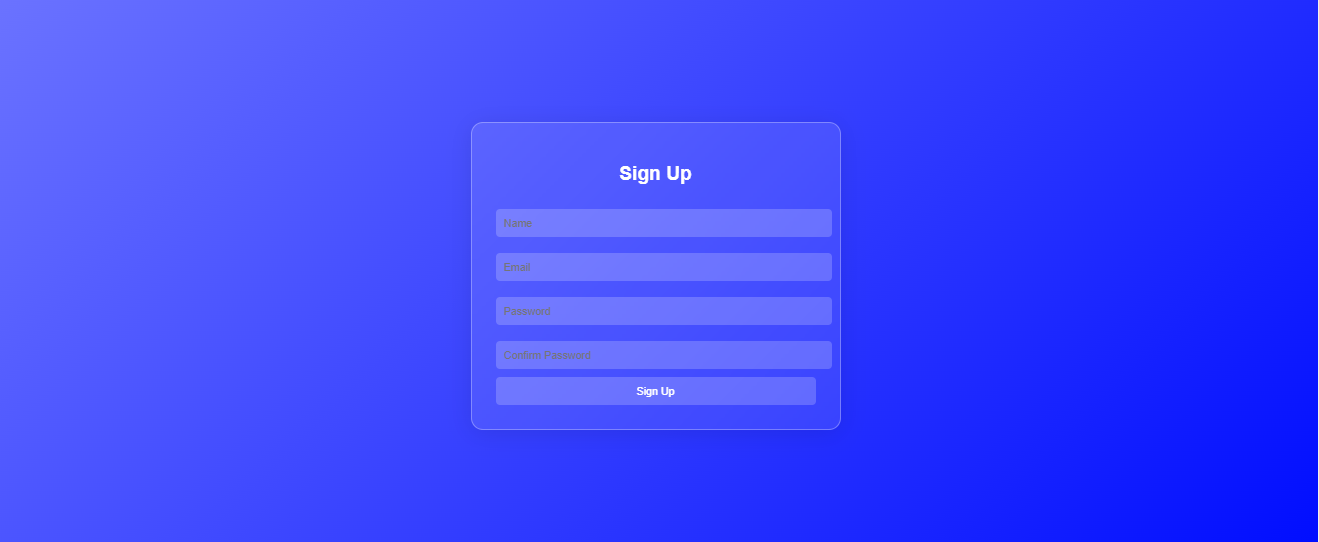 Glass UI signup form html css source code