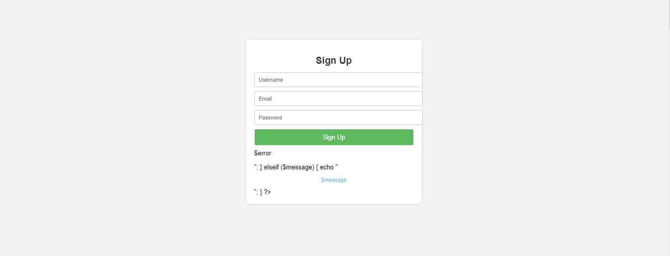 php signup form source code